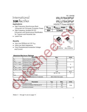 IRLR7843PBF datasheet  